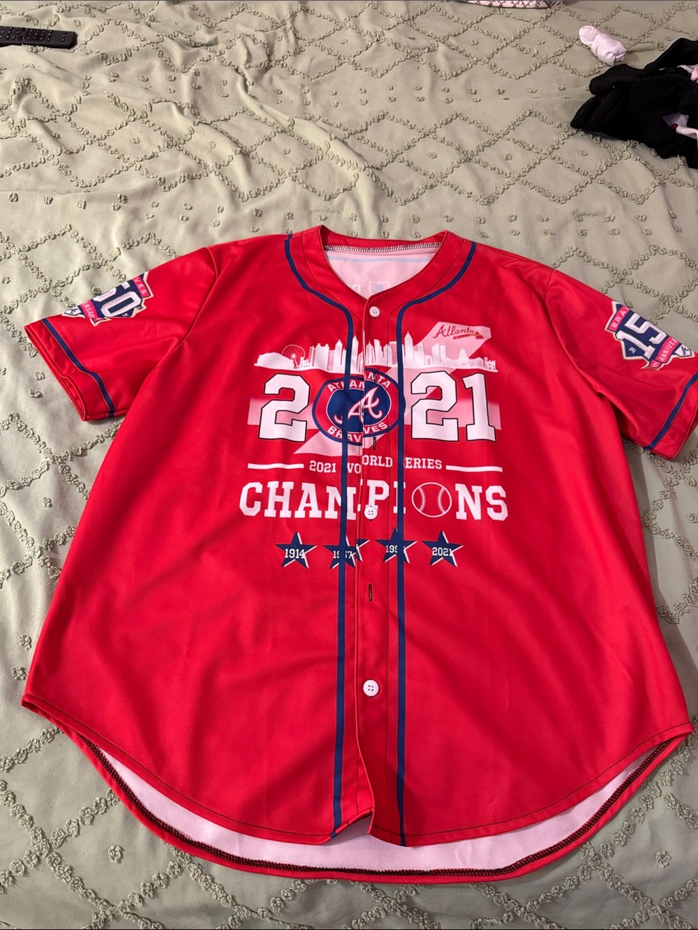 MLB Atlanta Braves Red 2021 Champions Kids Button Front Jersey